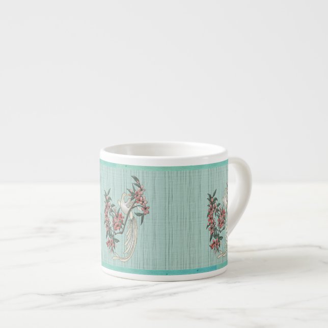 White Bird - Cherry Blossoms (6 oz Ceramic Mug) Espresso Cup (Front Right)