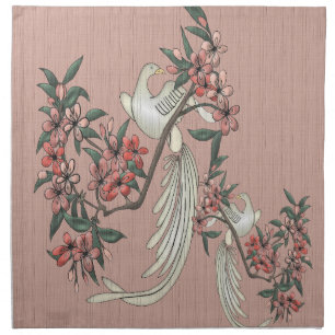 White Bird - Cherry Blossoms (Set of 4 Napkins) Cloth Napkin