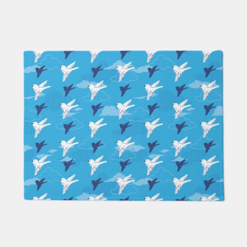 White Bird Fly in the Blue Sky Pattern Doormat