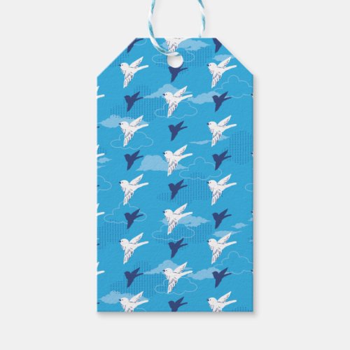 White Bird Fly in the Blue Sky Pattern Gift Tags