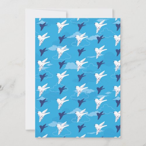 White Bird Fly in the Blue Sky Pattern Holiday Card