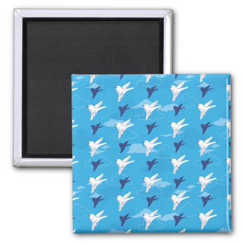 White Bird Fly in the Blue Sky Pattern Magnet