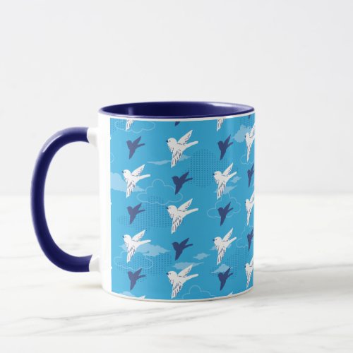 White Bird Fly in the Blue Sky Pattern Mug