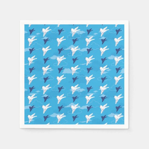 White Bird Fly in the Blue Sky Pattern Napkins