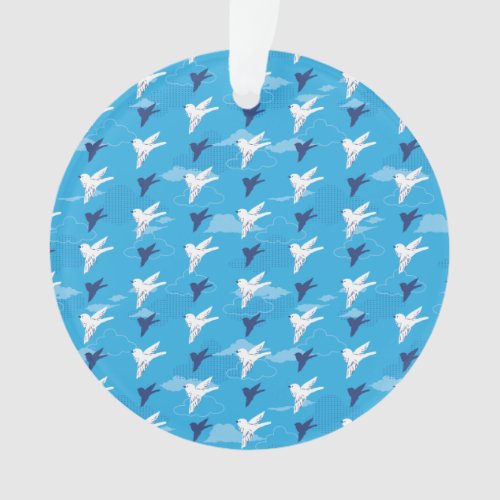White Bird Fly in the Blue Sky Pattern Ornament