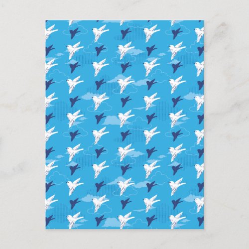 White Bird Fly in the Blue Sky Pattern Postcard
