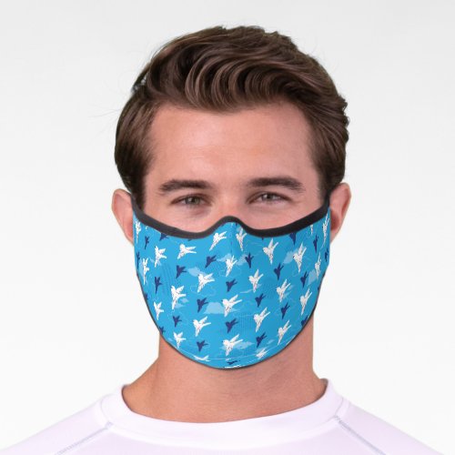 White Bird Fly in the Blue Sky Pattern Premium Face Mask