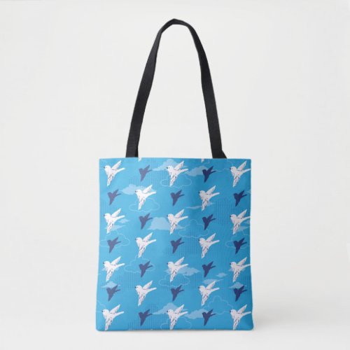 White Bird Fly in the Blue Sky Pattern Tote Bag