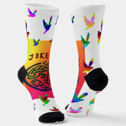 White bird joker socks