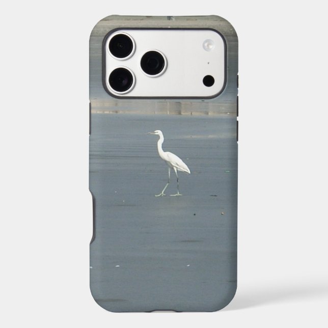 White Bird on Gray Sand Beach Art Print Case-Mate iPhone Case (Back)