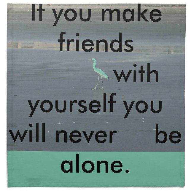 White Bird on Gray Sand Beach Art Print Cloth Napkin (Front)