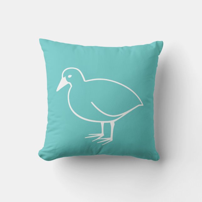 white bird on teal blue pillow (Front)