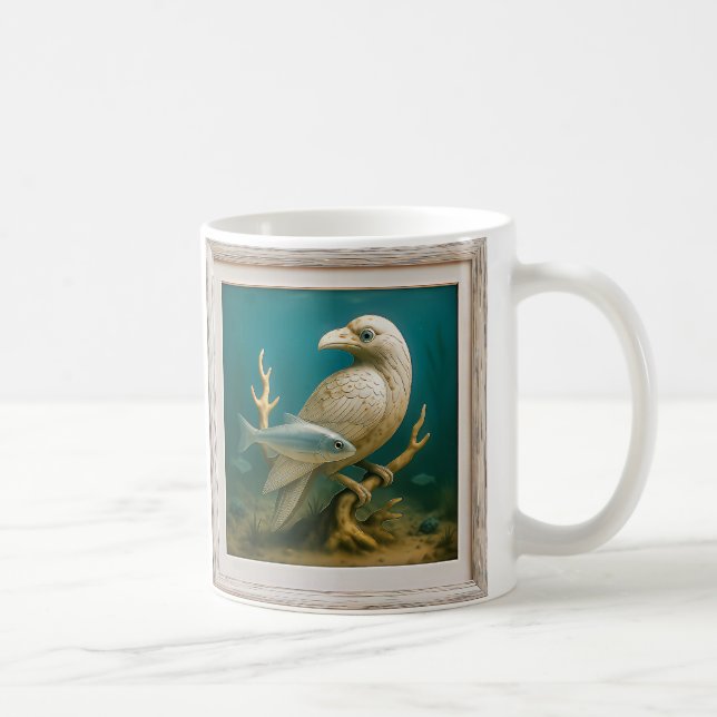 White bird statuette coffee mug (Right)
