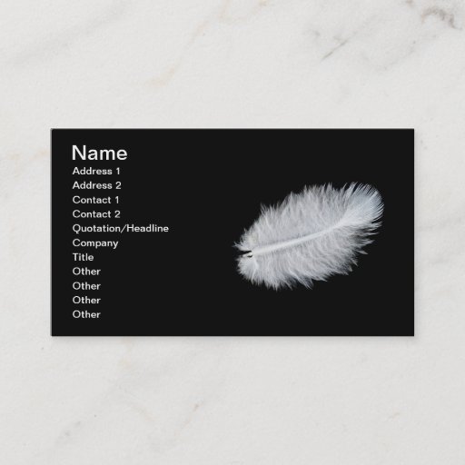 Customizable White bird's feather business card template