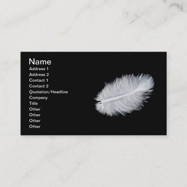 White bird's feather business card (Front)