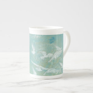White Birds Flying Through Blue Sky Bone China Mug