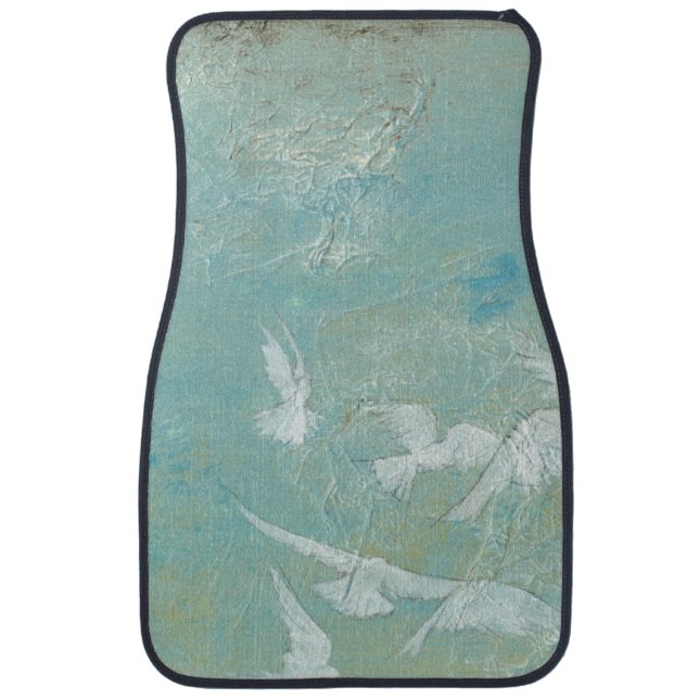 White Birds Flying Through Blue Sky Car Floor Mat (Front)