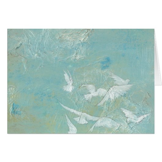 White Birds Flying Through Blue Sky Cards (Front Horizontal)