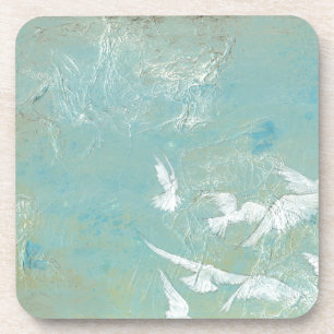 White Birds Flying Through Blue Sky Coaster