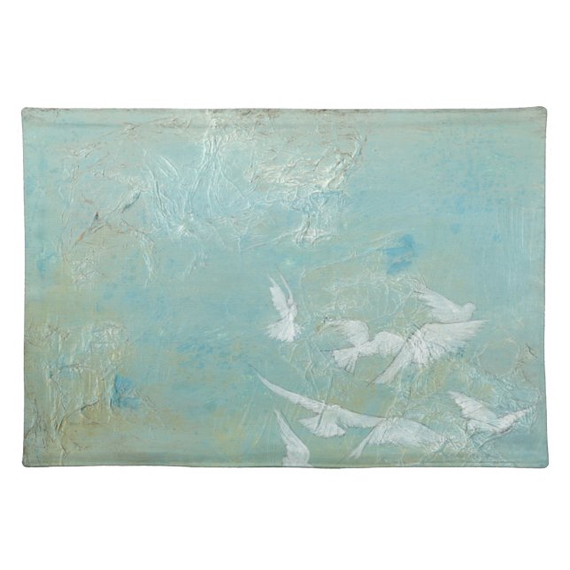 White Birds Flying Through Blue Sky Placemat (Front)