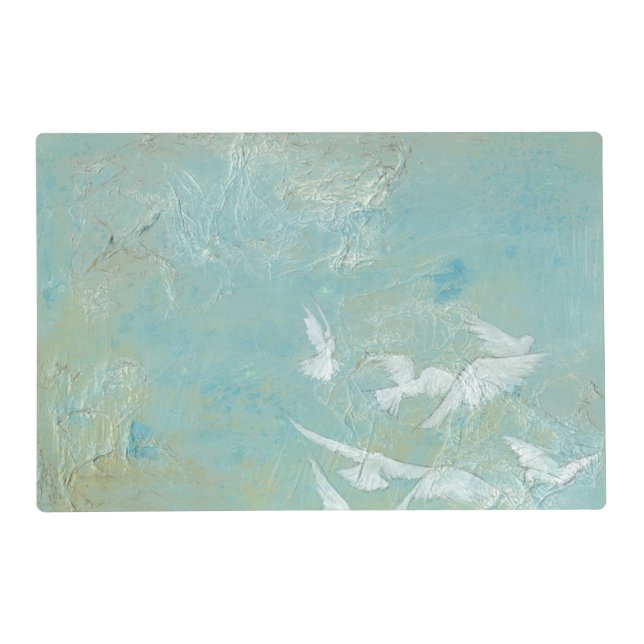 White Birds Flying Through Blue Sky Placemat (Front)