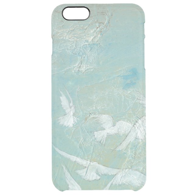 White Birds Flying Through Blue Sky Uncommon iPhone Case (Back)