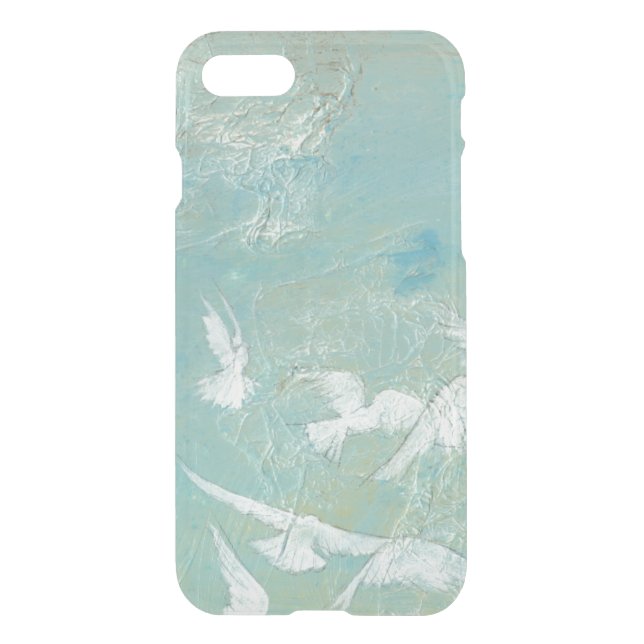 White Birds Flying Through Blue Sky Uncommon iPhone Case (Back)