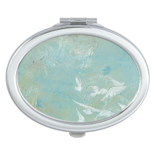 White Birds Flying Through Blue Sky Vanity Mirror