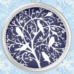 White Birds in Snowy Tree Silver Plated Necklace<br><div class="desc">White birds in a tree on a snowy day in winter</div>