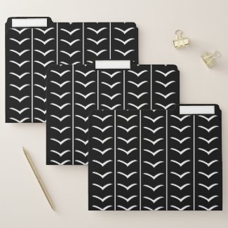 White Birds on Black Background Stripes