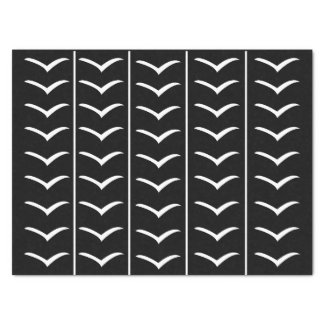 White Birds on Black Background Stripes Pattern