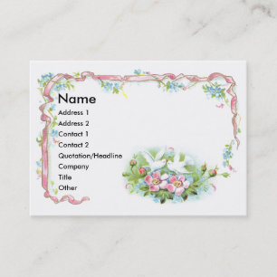 White Birds, Pink Ribbon & Wild Roses Business Card
