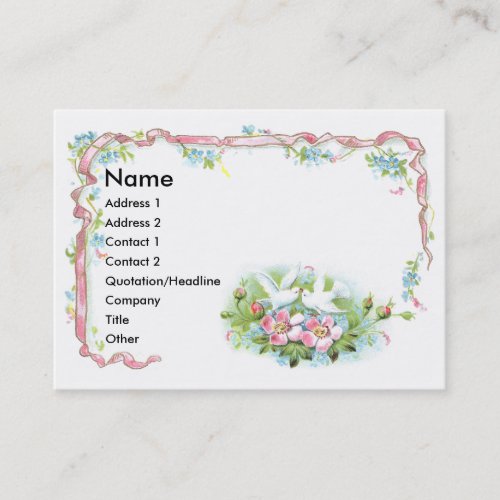 White Birds, Pink Ribbon &amp; Wild Roses Business Card