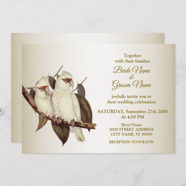 White Birds Wedding Invitation (Front/Back)