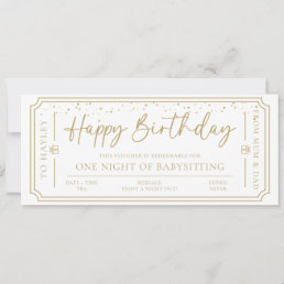 White Birthday Babysitting Gift Voucher Card