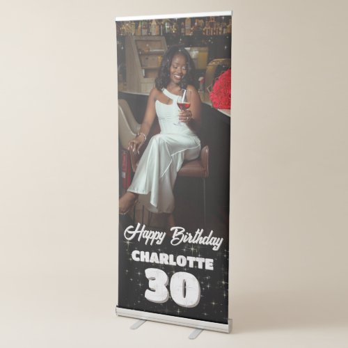 White Birthday Party Celebration Photo Welcome  Retractable Banner