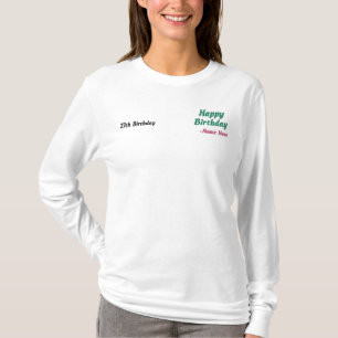 White Birthday Women's Embroidered Long Sleeve T-Shirt
