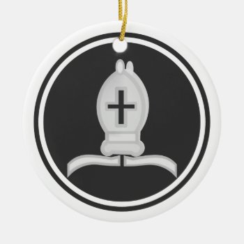 White Bishop Chess Ceramic Ornament by Chess_store at Zazzle