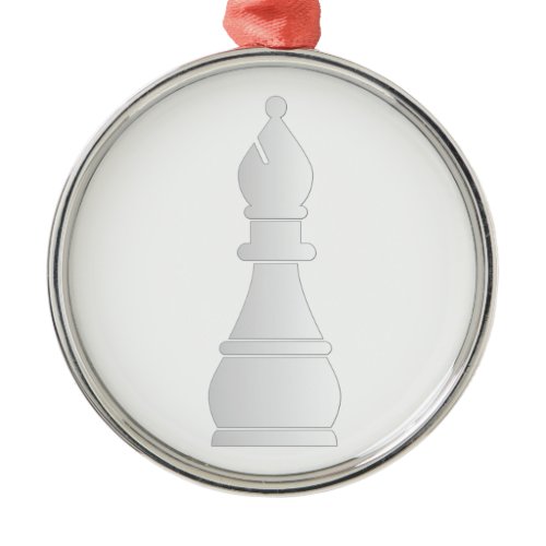 White bishop chess piece metal ornament