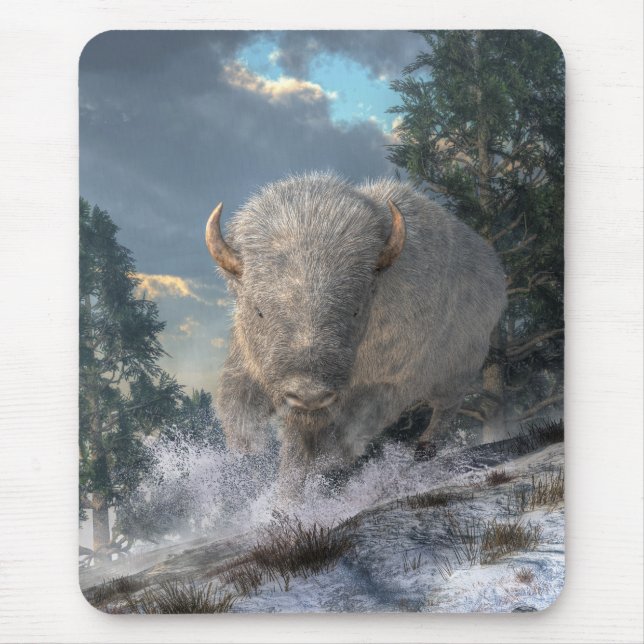White Bison Mouse Pad (Front)