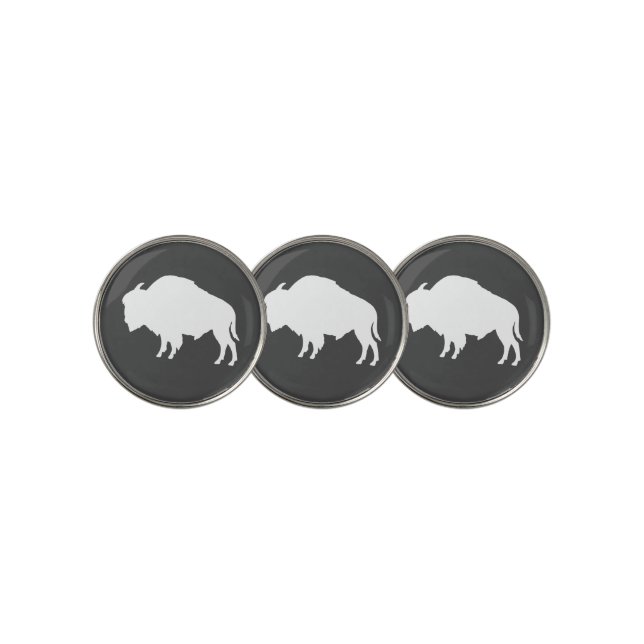 White Bison Silhouette Wild Animal Golf Ball Marker (3 Up)
