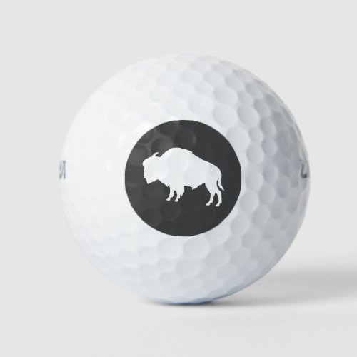 White Bison Silhouette Wild Animal Golf Balls