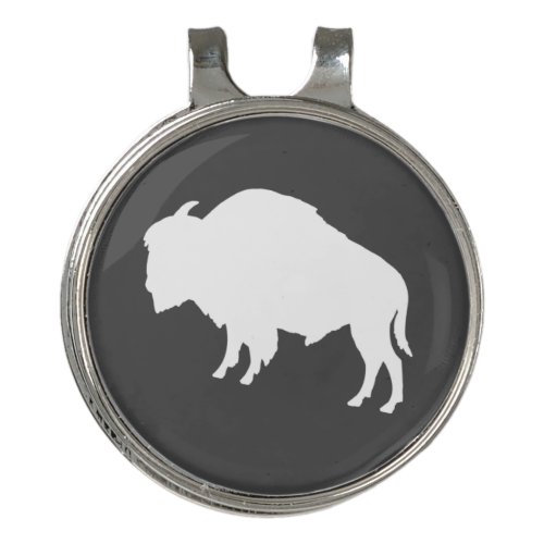 White Bison Silhouette Wild Animal Golf Hat Clip