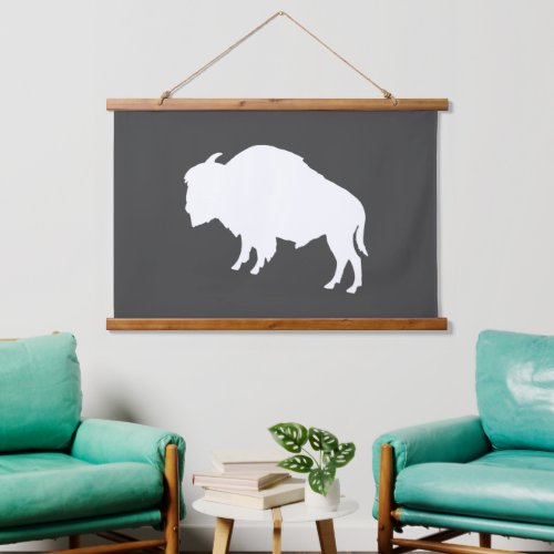 White Bison Silhouette Wild Animal Hanging Tapestry