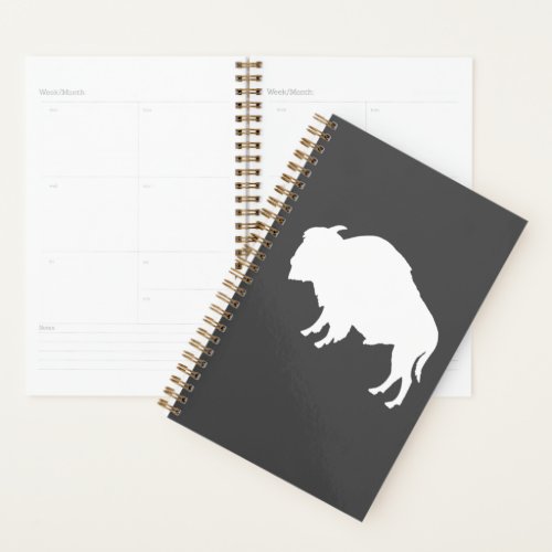 White Bison Silhouette Wild Animal Planner