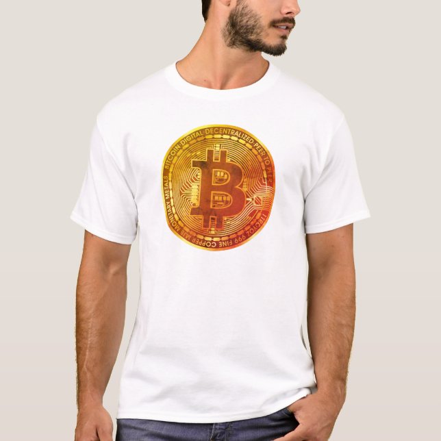 White Bitcoin Coin Retro T-Shirt (Front)