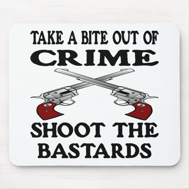 White Bite Out Crime Bastards Mouse Pad (Front)