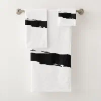 Modern Black And White Striped Bath Towel Set, Zazzle