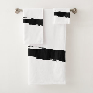 White black abstract bath towel set