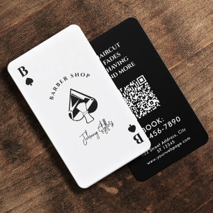 White black Ace of spades barber shop Business Card